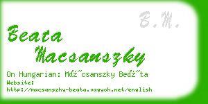 beata macsanszky business card